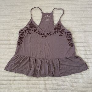 American Eagle Soft and Sexy Tank Purple Women’s Medium Embroidered Floral Boho